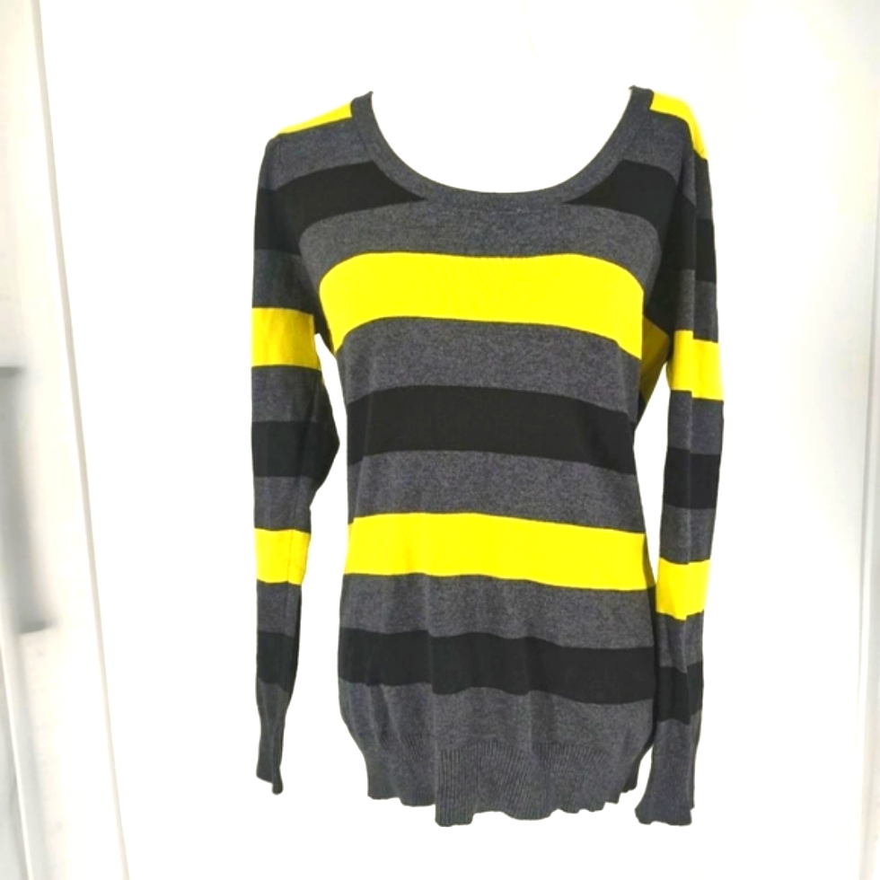 Cliche Striped Yellow Long Sleeve Top Women Size Xs, Nwt